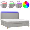 vidaXL Боксспринг легло с матрак и LED, светлосиво, 200x200 см, плат