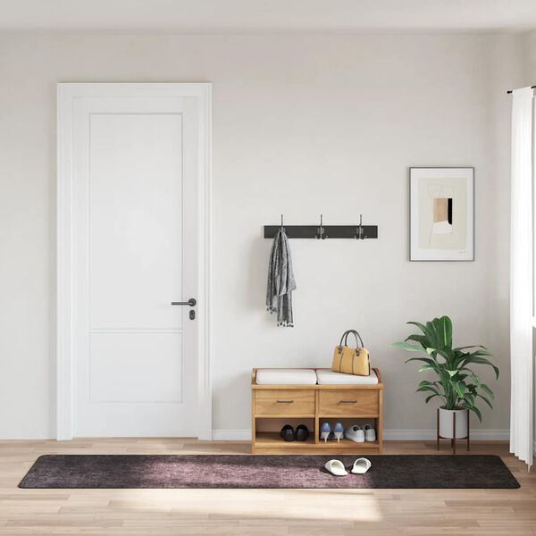 vidaXL Килим, миещ се, 80x300 см, антрацит, противоплъзгащ