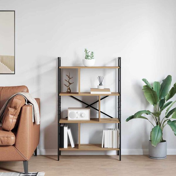 vidaXL Рафт за книги Дъб 75 x 30 x 123,5 см Инженерно дърво