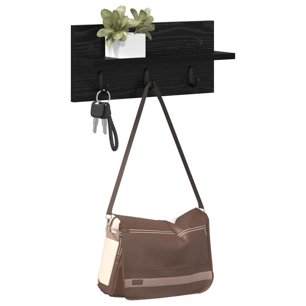 vidaXL Стенен закачалка за палта с рафт Черен дъб 40 x 10.5 x 18 см