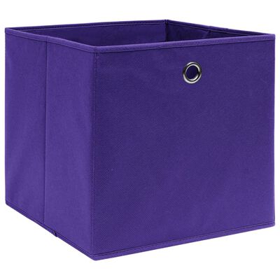 vidaXL Кутии за съхранение, 4 бр, нетъкан текстил, 28x28x28 см, лилави