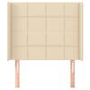vidaXL Горна табла за легло с уши, кремава, 93x16x118/128 см, плат