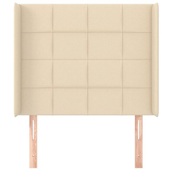 vidaXL Горна табла за легло с уши, кремава, 93x16x118/128 см, плат