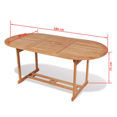 vidaXL Градински комплект, 7 части, сгъваеми столове, тик масив