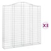 vidaXL Габионни кошници арка 3 бр 200x30x200/220 см поцинковано желязо
