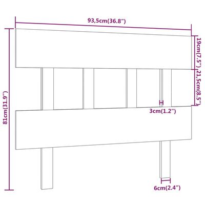 vidaXL Горна табла за легло, 93,5x3x81 см, бор масив