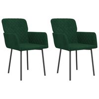 vidaXL Трапезни столове, 2 бр, тъмнозелени, кадифе