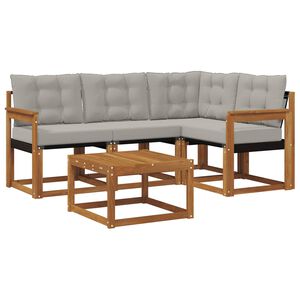 vidaXL Комплект дивани за открито 5 pcs Естествено и светло сиво