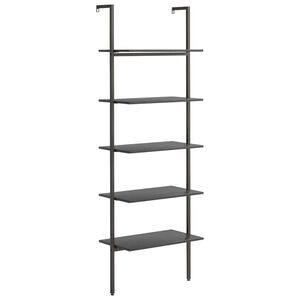 vidaXL Етажерка стълба с 5 рафта черна 64x35x185 см