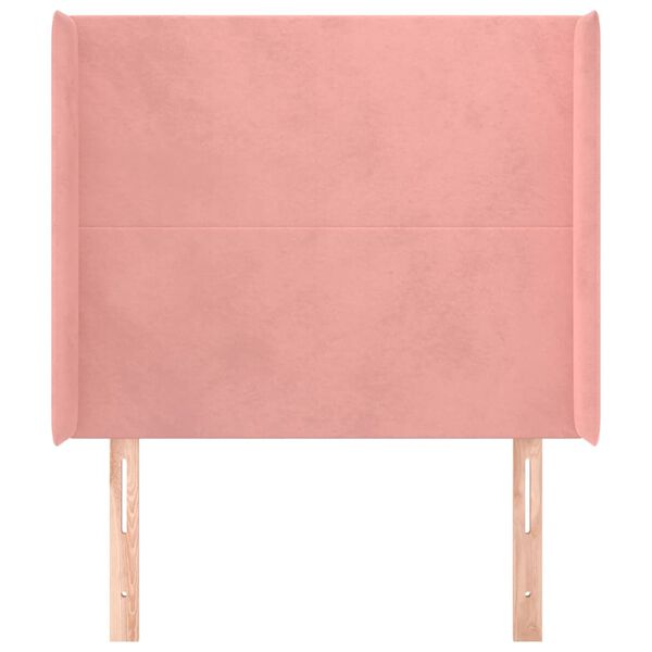 vidaXL Горна табла за легло с уши, розова, 93x16x118/128 см, кадифе