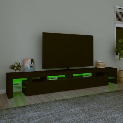 vidaXL ТВ шкаф с LED осветление, черен, 260x36.5x40 см