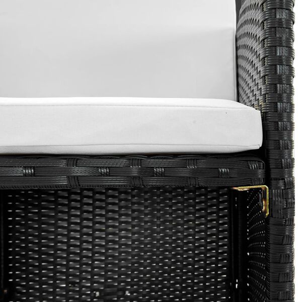 vidaXL Градински комплект с възглавници, 11 части, черен полиратан