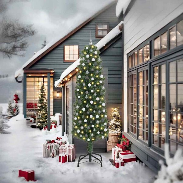 vidaXL С изкуствено коледно дърво с 300 LED светодиода Зелен 240 cm