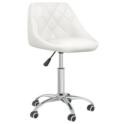 vidaXL Въртящи се трапезни столове, 6 бр, бели, изкуствена кожа