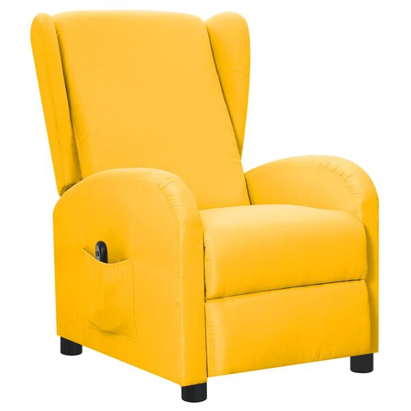 vidaXL Електрически стол реклайнер, жълт, текстил