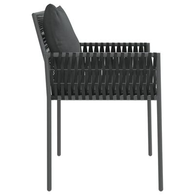 vidaXL Градински стол с възглавници 2 бр черни 54x61x83 см полиратан