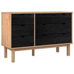 vidaXL Чекмеджетен шкаф с чекмедже OTTA Черно 111 x 43 x 73,5 см
