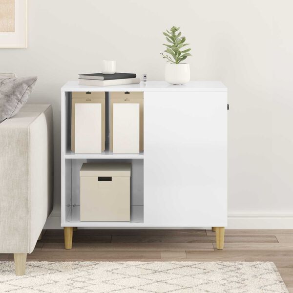 vidaXL Къща за котки Гланц бяло 72 x 42.5 x 70 см Инженерно дърво