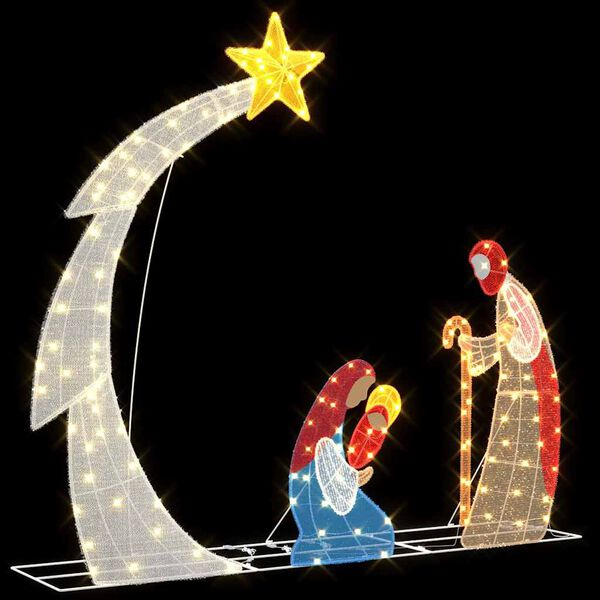 vidaXL Сцена на Рождество Христово Топло бяло 149 x32 x 127.5 см