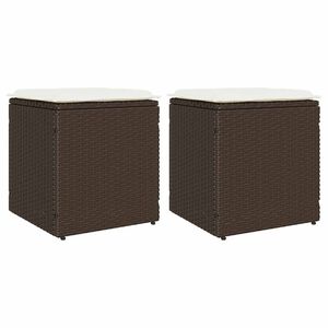 vidaXL Градински табуретки с възглавници 2 бр. кафяви 40x40x43 см