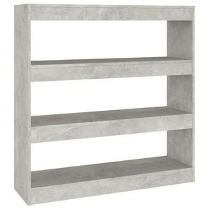vidaXL Библиотека/разделител за стая, бетонно сива, 100x30x103 см