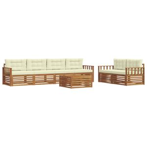 vidaXL Комплект дивани за открито 7 pcs Натурален и Крема