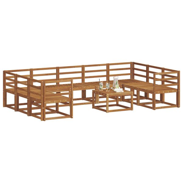 vidaXL Комплект дивани за открито 10 pcs Естествен