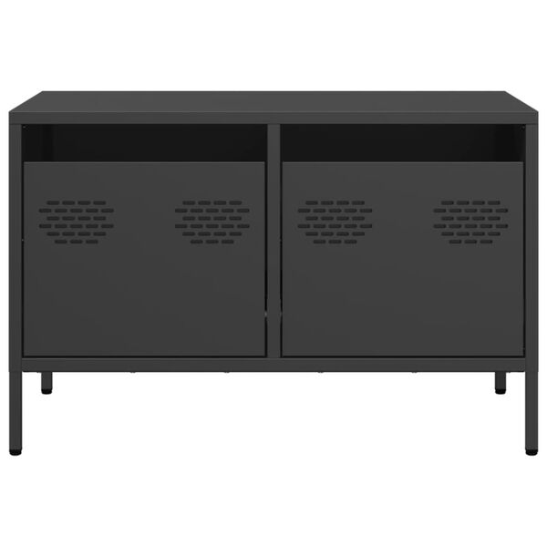 vidaXL ТВ шкаф, черен, 68x39x43,5 см, студеновалцувана стомана