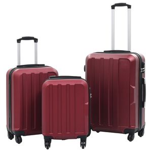 vidaXL Комплект твърди куфари с колелца, 3 бр, виненочервен, ABS