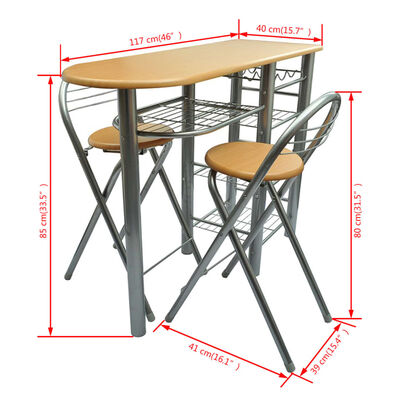 vidaXL Кухненски/бар комплект за закуска/маса и столове, дърво