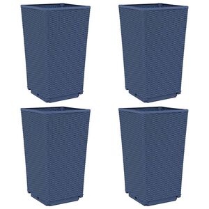 vidaXL Градински кашпи, 4 бр, синьо сив, 32,5x32,5x57 см, PP