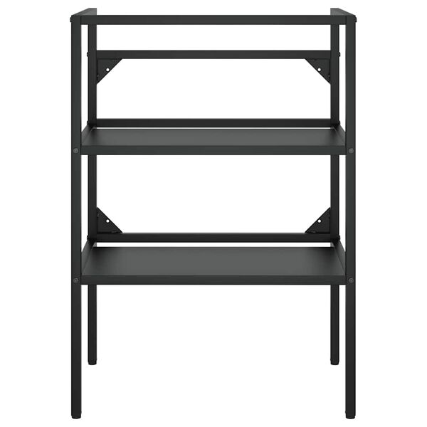 vidaXL Рамка за мивка за баня, черна, 59x38x83 см, желязо