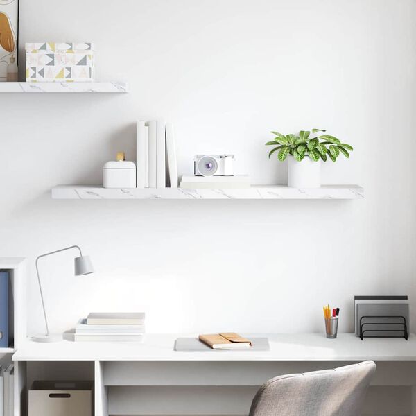 vidaXL Стенен рафт Бял мрамор 120 x 23,5 x 4 см Инженерно дърво
