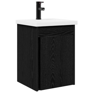 vidaXL Мивка за баня със смесител Черен дъб 42 x 40 x 74,5 см