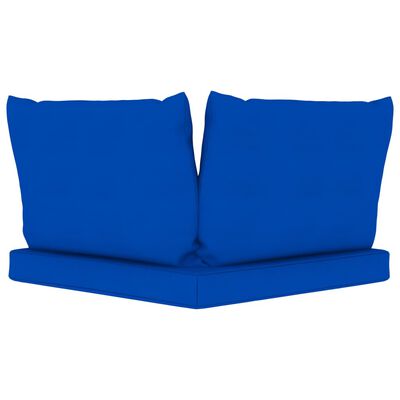 vidaXL Градински 3-местен диван от палети със сини възглавници бор