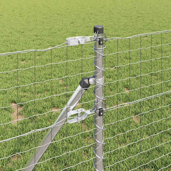 vidaXL Оградни стълбове 7 pcs Сребрист &Oslash;32mm 120 см