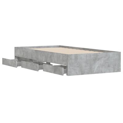 vidaXL Рамка за легло с чекмеджета, бетонно сива, 75x190 см