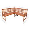 vidaXL Градинска ъглова пейка с възглавници, 150 cм, акация масив