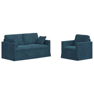 vidaXL Комплект дивани 2 pcs Синьо 158 x 78 x 80 см Кадифе