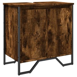 vidaXL Шкаф за мивка за баня, опушен дъб, 60x35x60 см, инженерно дърво