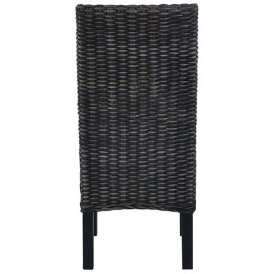 vidaXL Трапезни столове, 4 бр, черни, кубу ратан и мангова дървесина