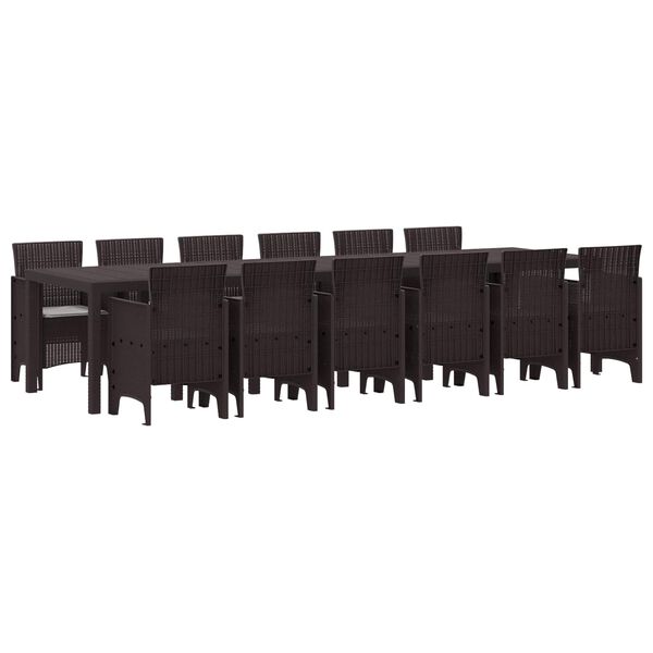 vidaXL Комплект за хранене в градината 13 pcs Кафяво Ратан Polt