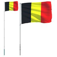 vidaXL Флаг на Белгия и стълб 5,55 м алуминий
