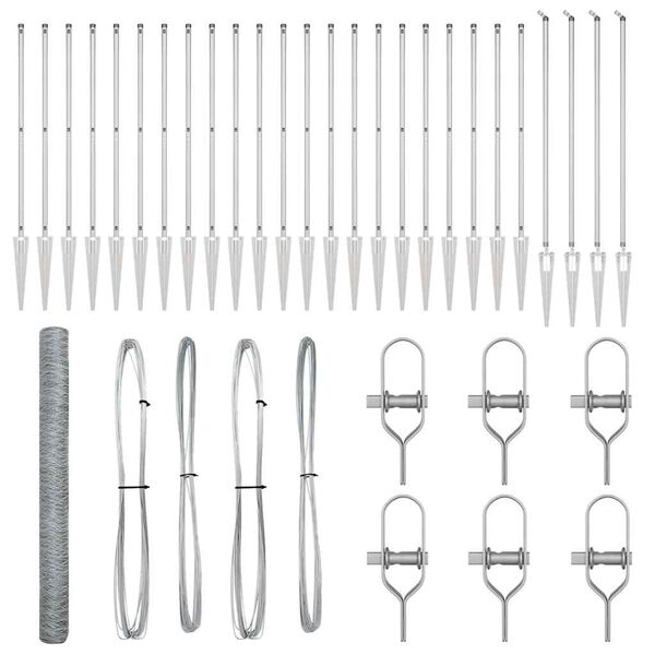 vidaXL Стълб за ограда. Сребрист 50 x 1,6 м (50 мм мрежа) Стомана