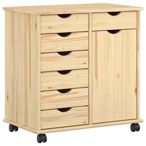 vidaXL Плъзгащ кабинет с колело Кафяво 63,5 x 39 x 65,5 см Солиден бор