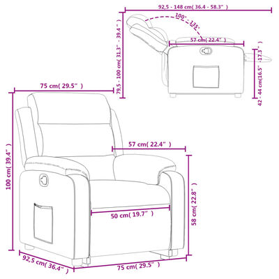 vidaXL Изправящ реклайнер стол, кафяв, текстил