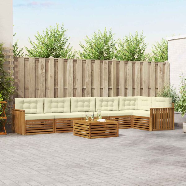 vidaXL Комплект дивани за открито 7 pcs Натурален и Крема