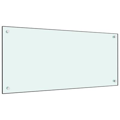 vidaXL Кухненски гръб, бял, 90x40 см, закалено стъкло
