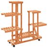 vidaXL Поставка за цветя с колелца, 95x25x101 см, масивна ела