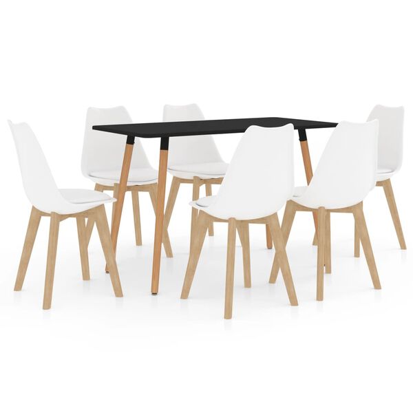 vidaXL Трапезен комплект от 7 части, бял